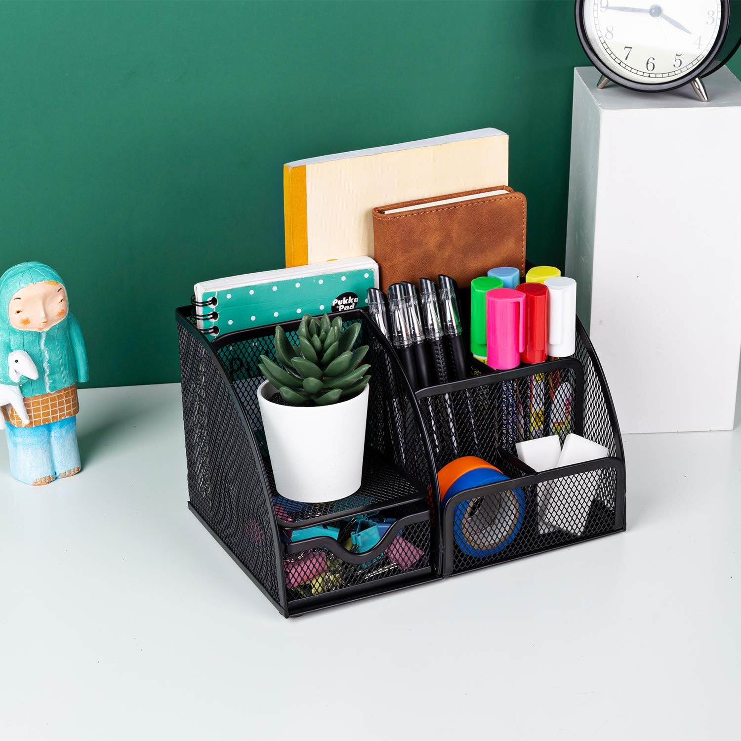 MDHAND Office Desk Organizer and Accessories Desk Drawer Organizer with 6 Compartments, Mesh Pencil Desk Organizer For Home Office - Image 5